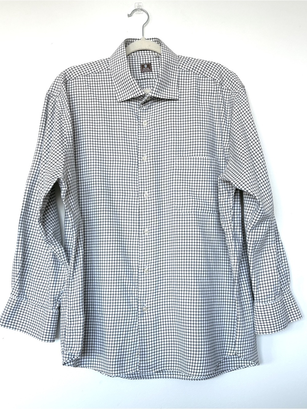 Peter Millar Men's Black and White Check Button-Up Shirt Size 17 R
